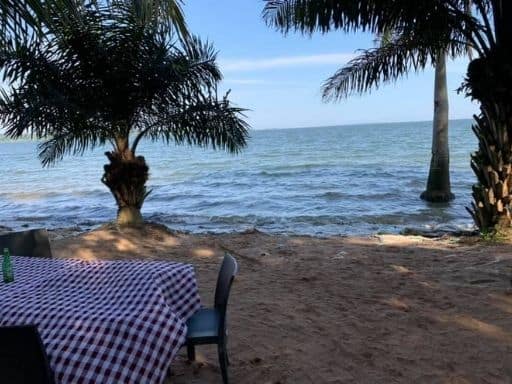 Anderita Beach is the best place to grab food in Entebbe. It may have the best views too!