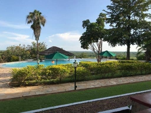 A view from our room veranda looking at the Paraa Safari Lodge pool.