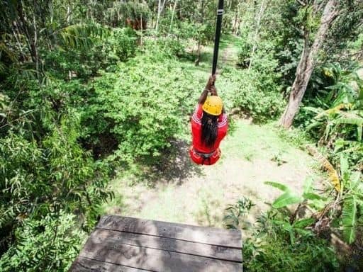 Zip lining at The Recreation Project in Gulu, Uganda.