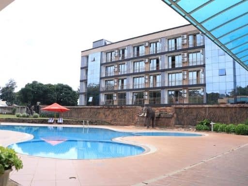 Bomah Hotel swimming pool in Gulu, Uganda.